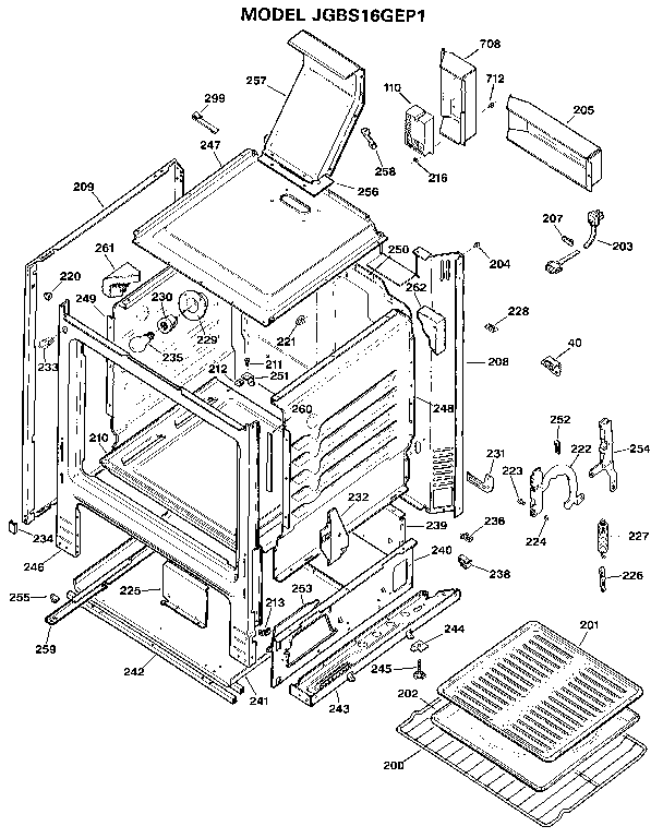 GE JGBS16GEP1 main body diagram