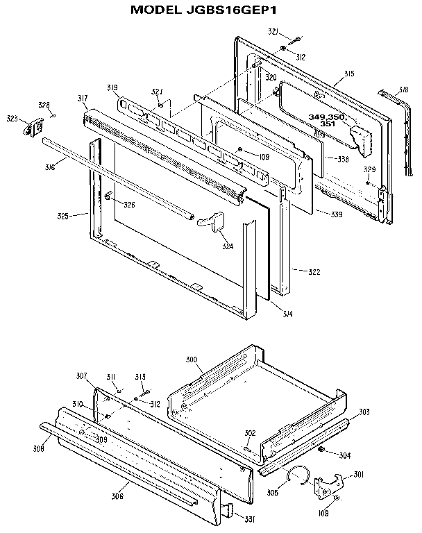 GE JGBS16GEP1 door and drawer diagram