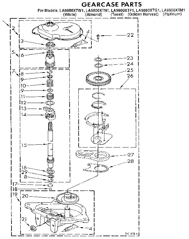 Whirlpool LA9800XTF1 gearcase diagram