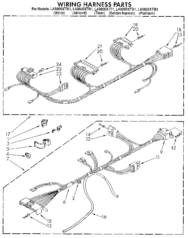 Whirlpool LA9800XTF1 wiring harness diagram