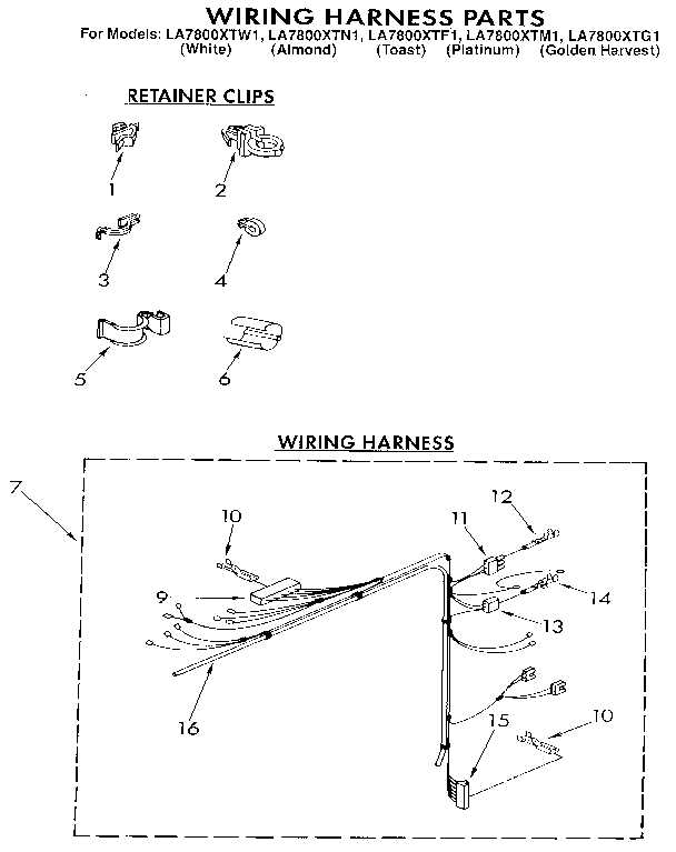 Whirlpool LA7800XTN1 wiring harness diagram