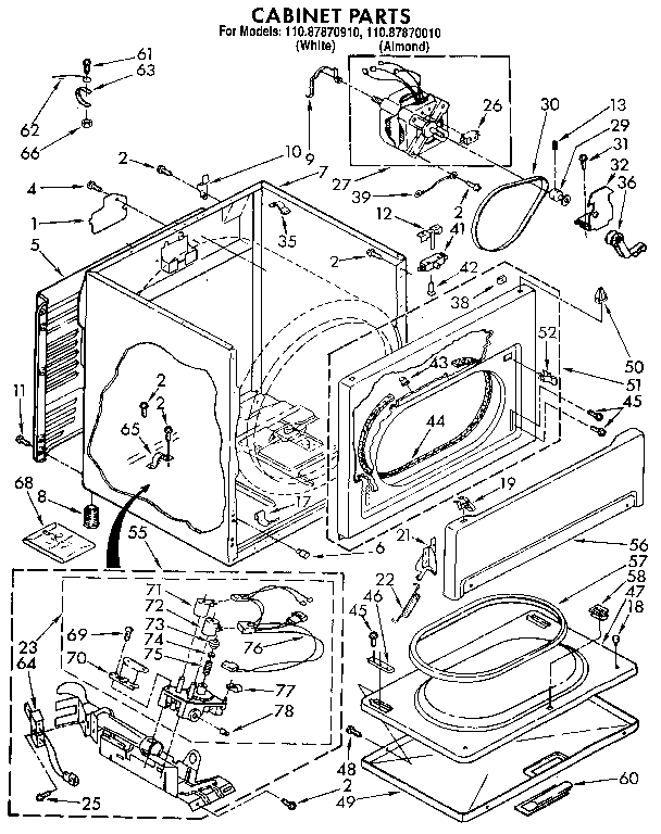 Sears 11087870910 cabinet diagram