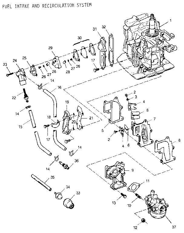 Craftsman 225581984 fuel intake and recirculation system diagram