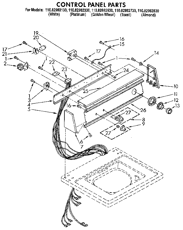 Kenmore 11082982330 control panel diagram