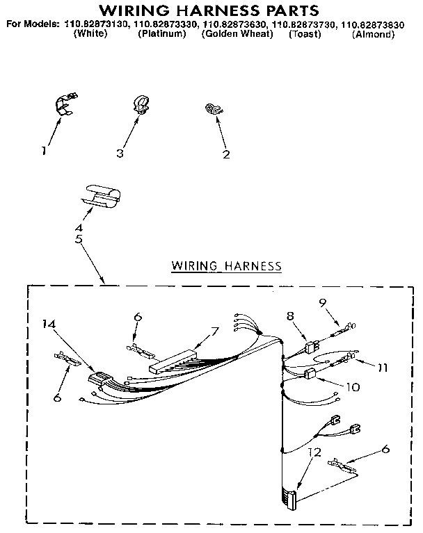 Kenmore 11082873730 wiring harness diagram