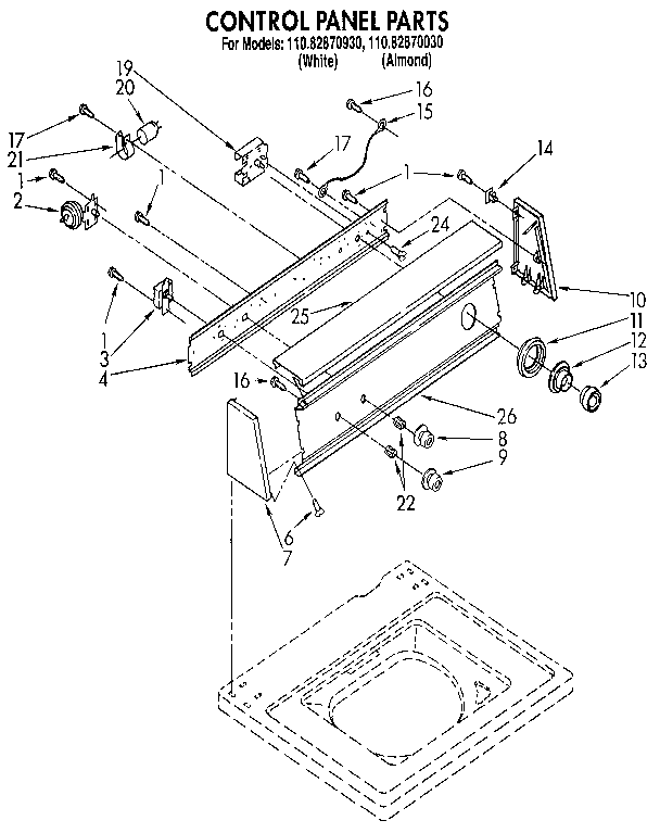 Kenmore 11082870930 control panel diagram