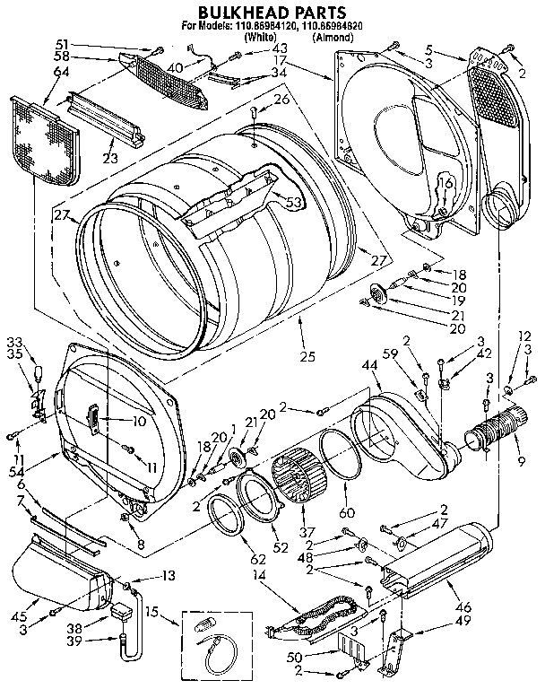 Kenmore 11086984820 bulkhead diagram