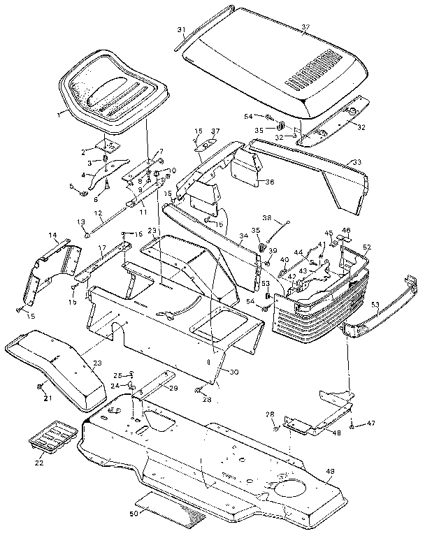 Craftsman 502255530 chassis & hood diagram