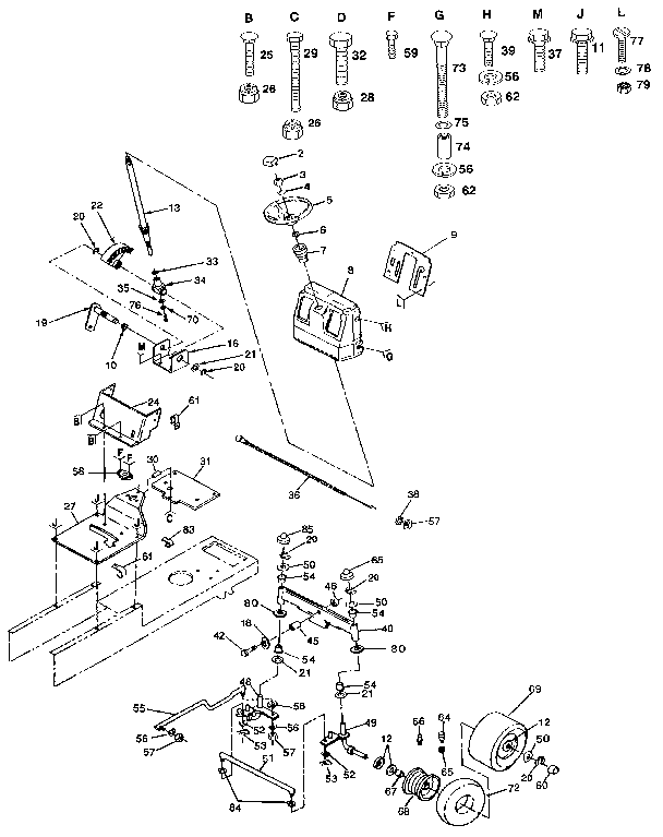 Craftsman 917255541 steering and front axle diagram