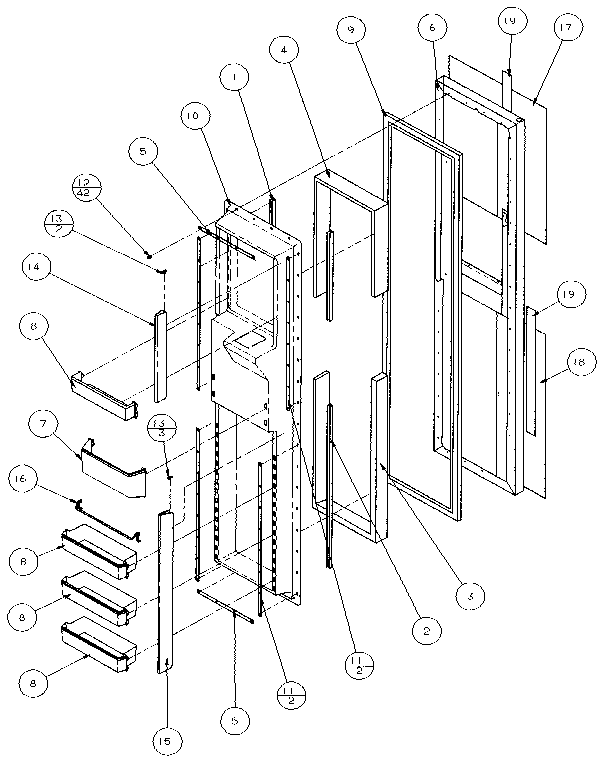Amana 35541-P1121709W freezer door diagram
