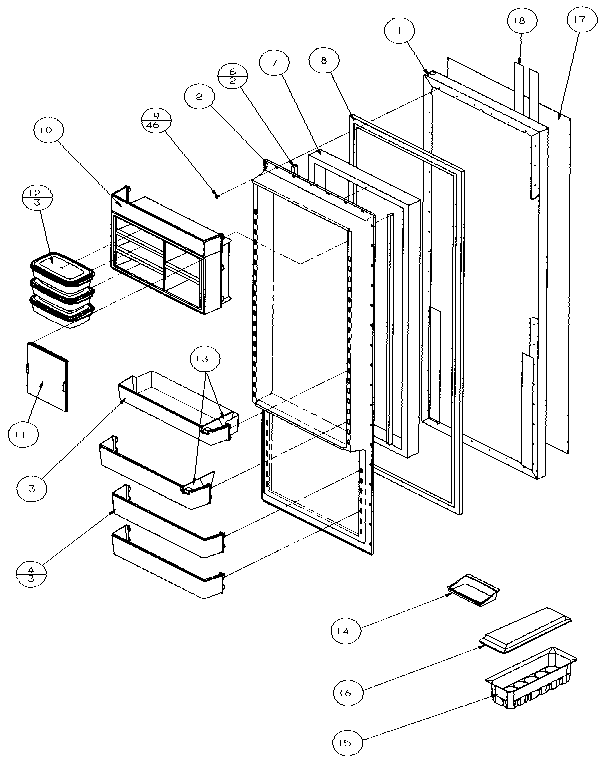 Amana 35541-P1121709W refrigerator door diagram