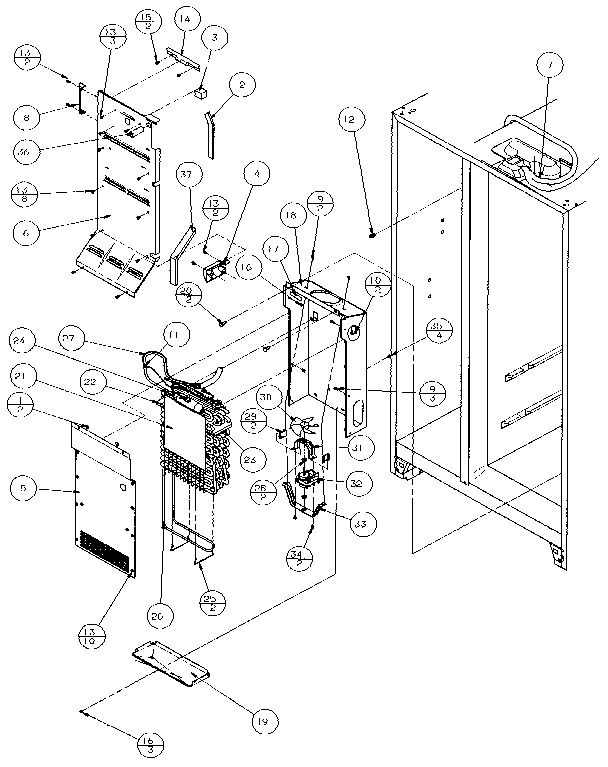 Amana 35541-P1121709W evaporator and air handling diagram