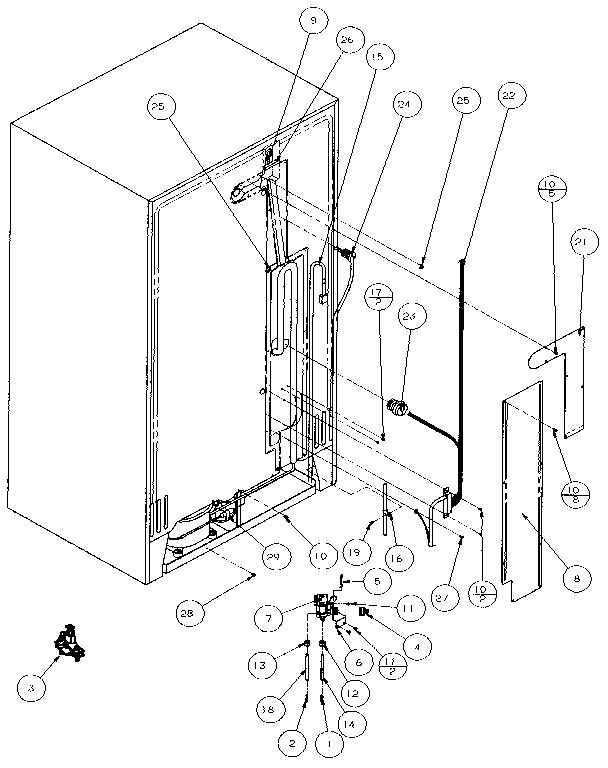 Amana 35541-P1121709W cabinet back diagram