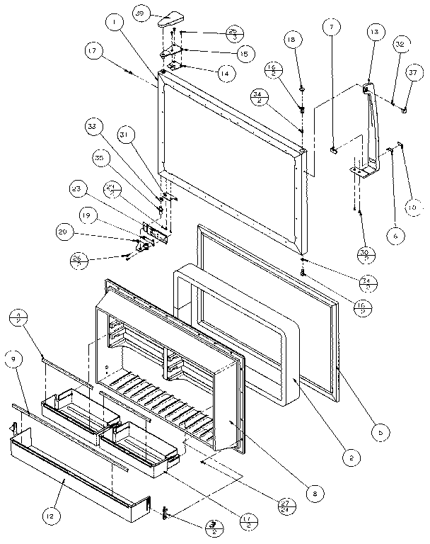 Amana 85161-P1117111W freezer door diagram