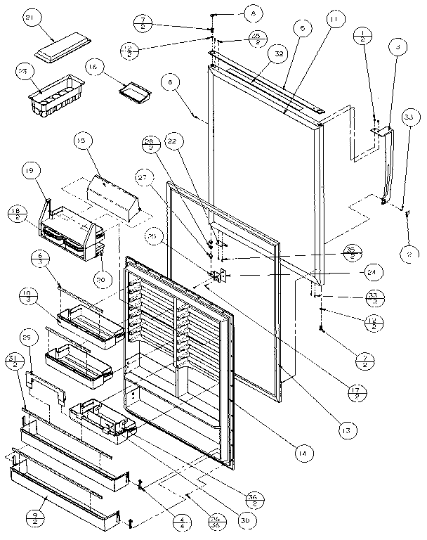 Amana 85161-P1117111W refregerator door diagram