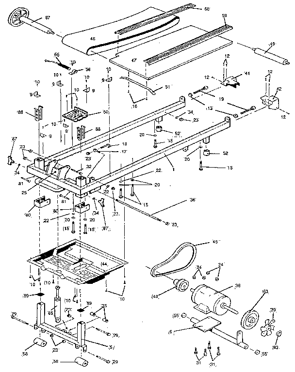 Roadmaster R9872 frame and walking belt assembly diagram