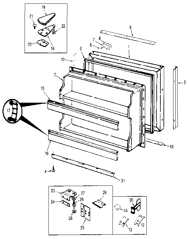Jenn-Air JRT196B/MBJ55B freezer door diagram