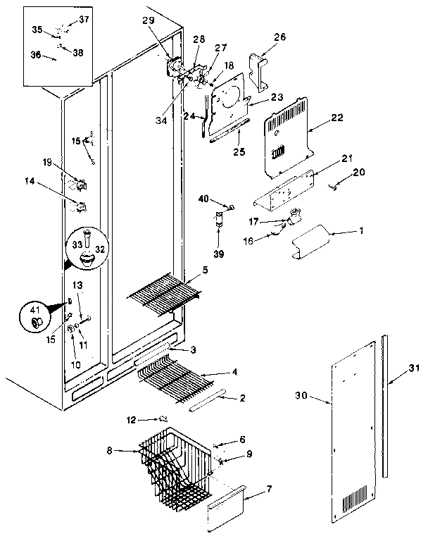 Jenn-Air JRSD246B/MBQ82A freezer compartment diagram