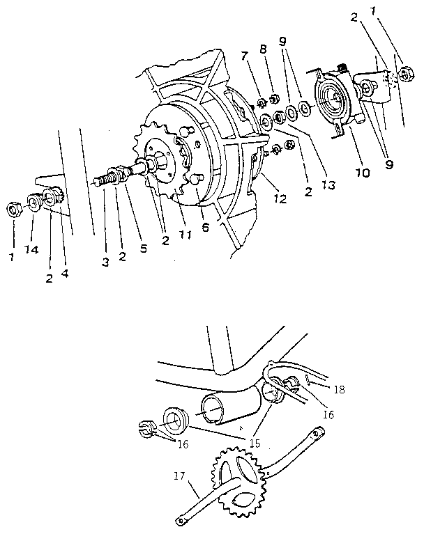 Lifestyler 80628780 axle and crank assembly diagram