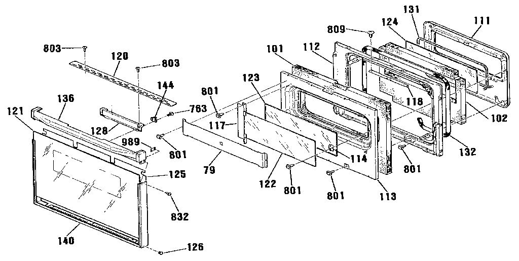 Kenmore 9114832990 upper door section diagram