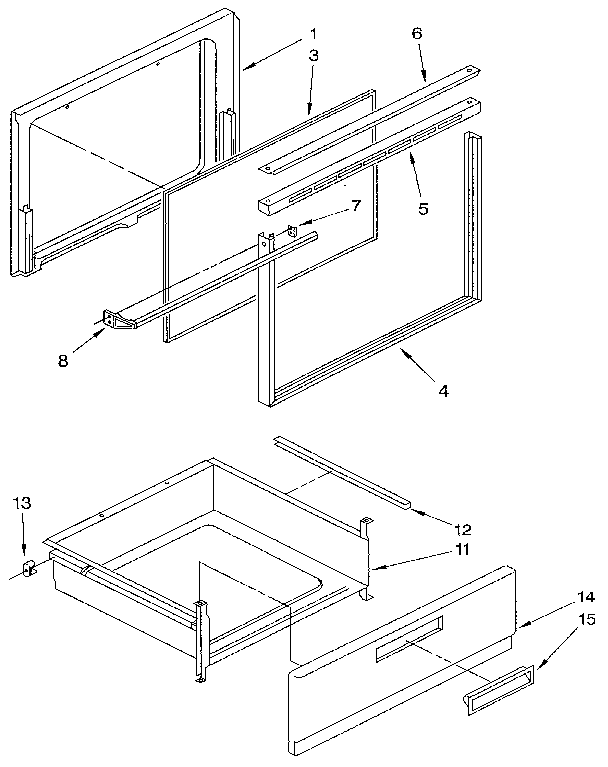 Whirlpool RF302BXXN2 door and drawer diagram