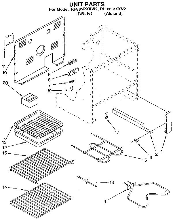 Whirlpool RF395PXXN2 unit diagram