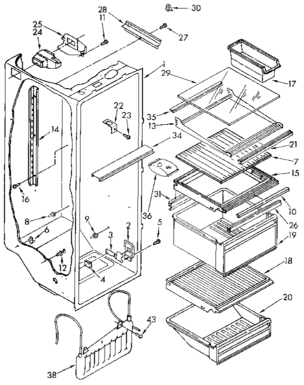 Kenmore 1069515580 refrigerator liner diagram