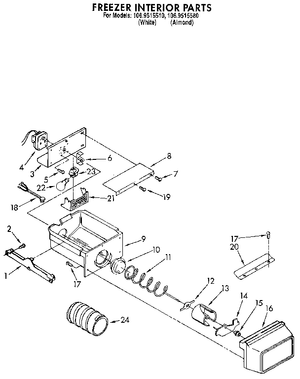Kenmore 1069515580 freezer interior diagram