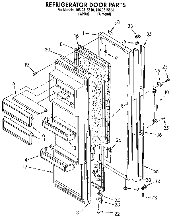 Kenmore 1069515580 refrigerator door diagram