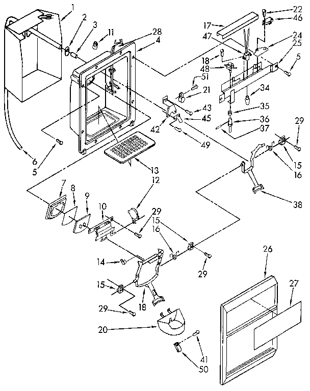 Kenmore 1069515580 dispenser front parts diagram