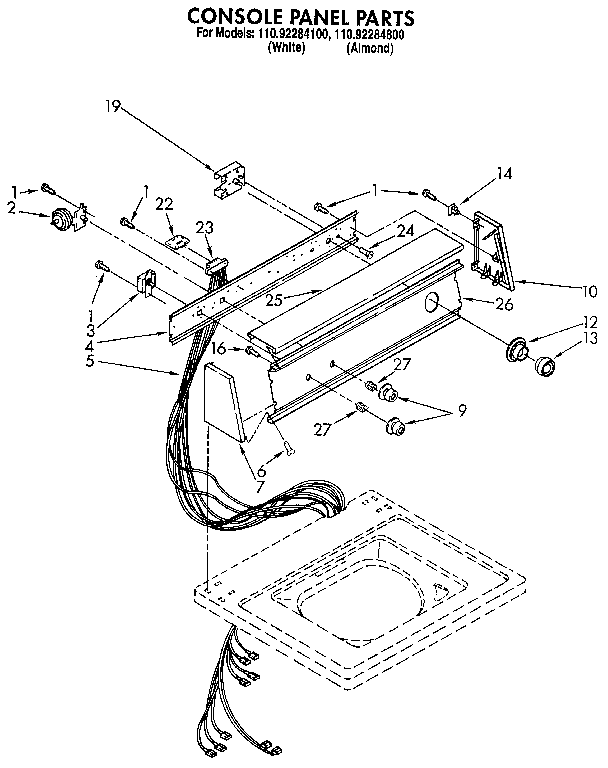 Kenmore 11092284100 console panel diagram