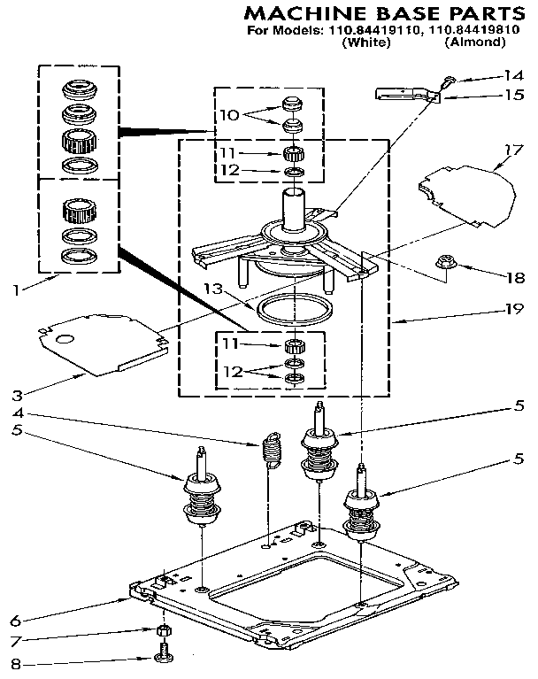Kenmore 11084419110 machine base diagram