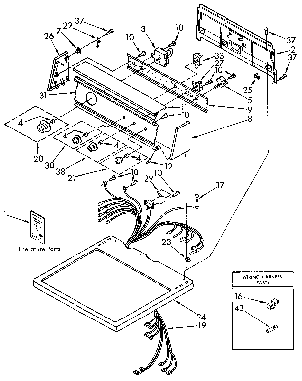 Kenmore 11096284800 top and console diagram