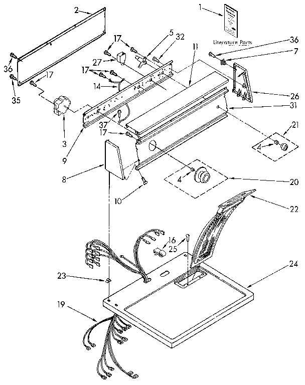 Kenmore 11096274800 top and console diagram