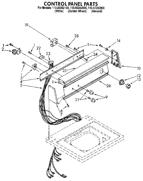Kenmore 11092282800 control panel diagram