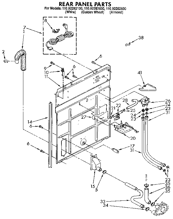 Kenmore 11092282800 rear panel diagram