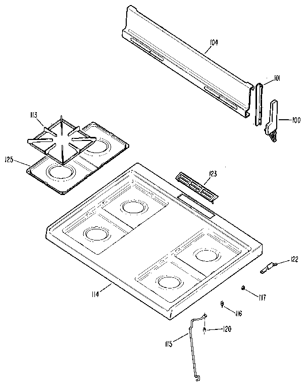 Kenmore 3626111191 range top diagram
