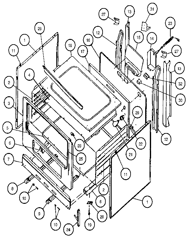 Caloric RLS363U body section diagram