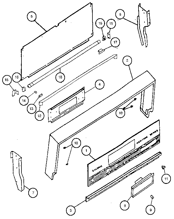 Caloric RLS363U backguard section diagram