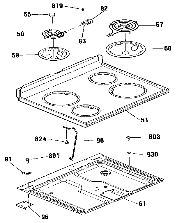 Kenmore 9119342190 main top section diagram