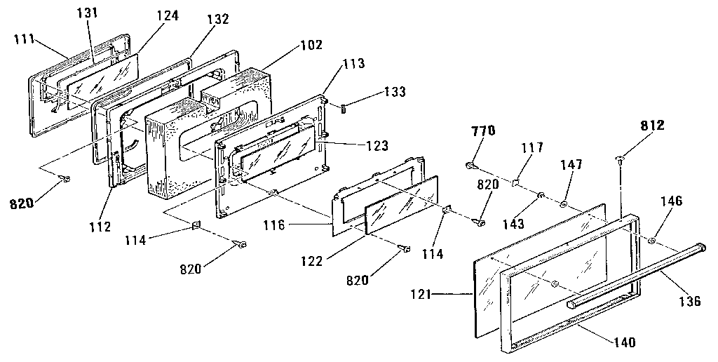Kenmore 9119342190 oven door section diagram