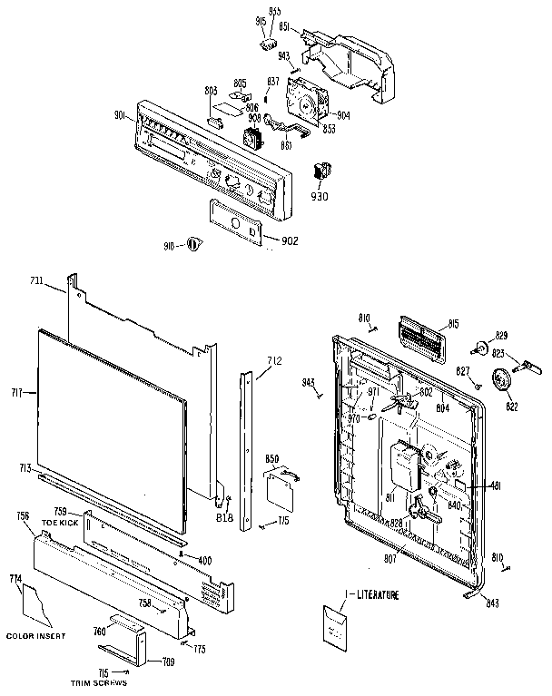 Kenmore 3631401891 escutcheon and door diagram