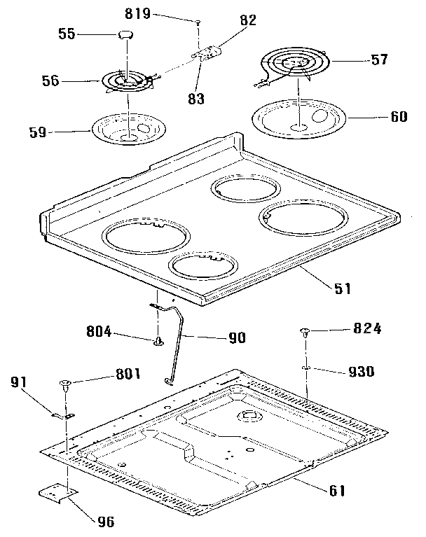Kenmore 9119272190 main top section diagram