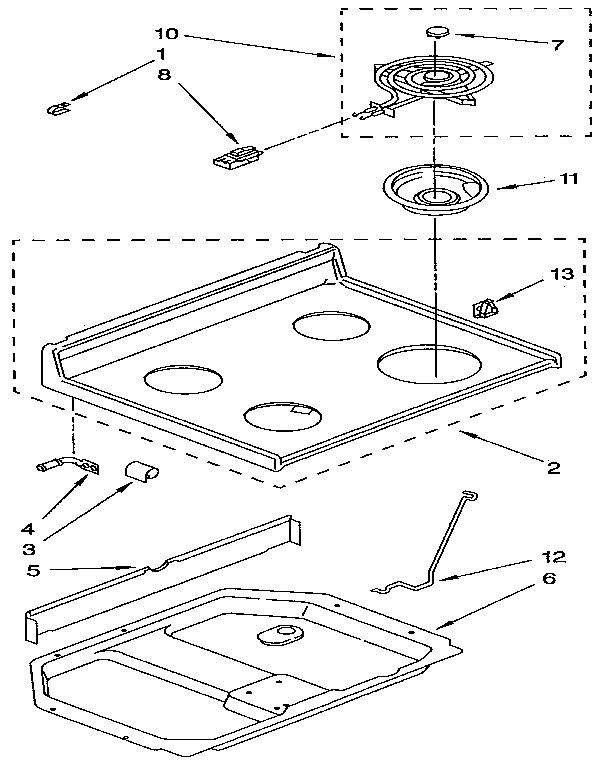 Whirlpool RF302BXYN0 cooktop diagram