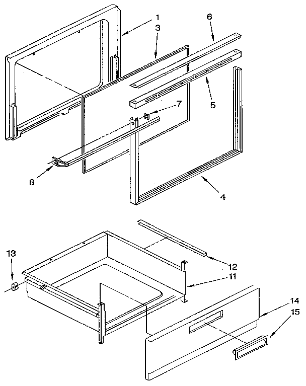Whirlpool RF302BXYN0 door and drawer diagram