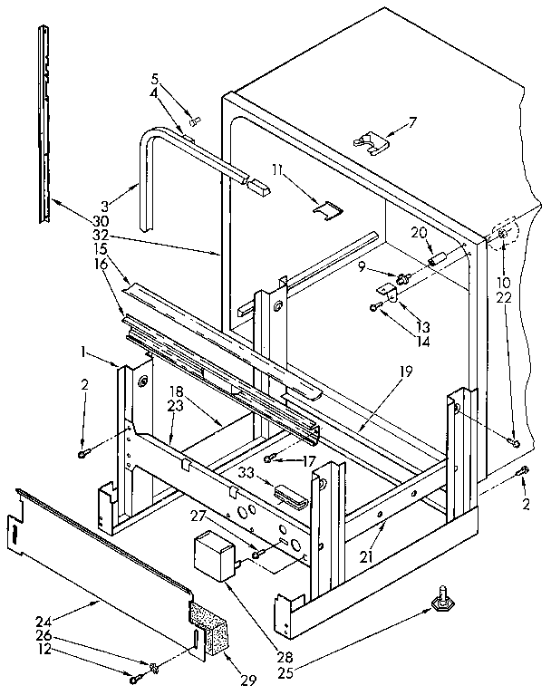 KitchenAid KUDS220T4 frame and tank diagram