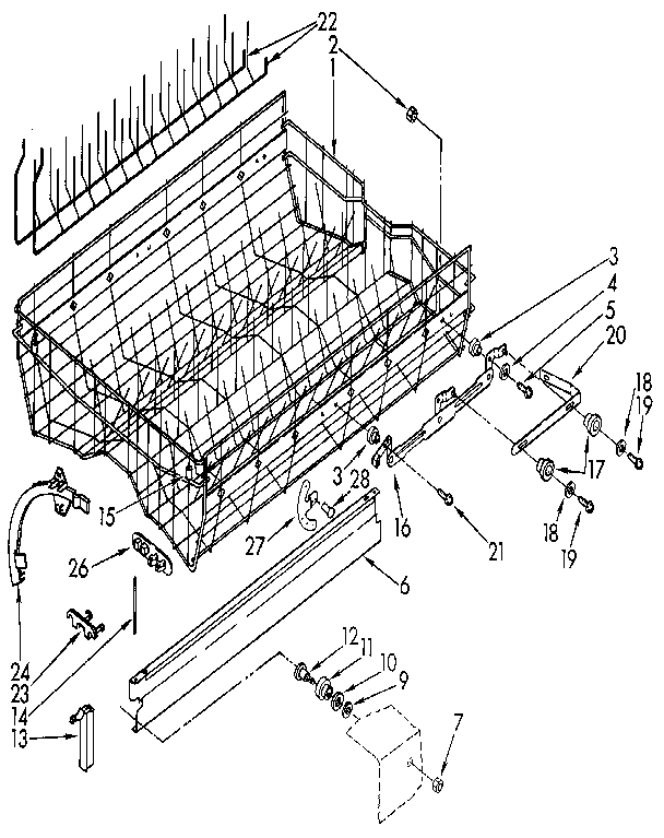 KitchenAid KUDS220T4 upper rack and track diagram