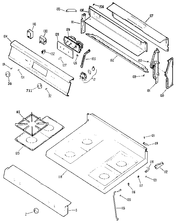 Kenmore 3627332191 main top section diagram