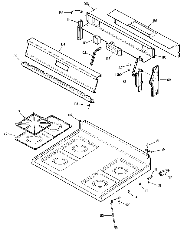 Kenmore 3627171191 main top section diagram