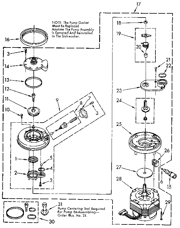 Kenmore 6651661591 pump and motor diagram